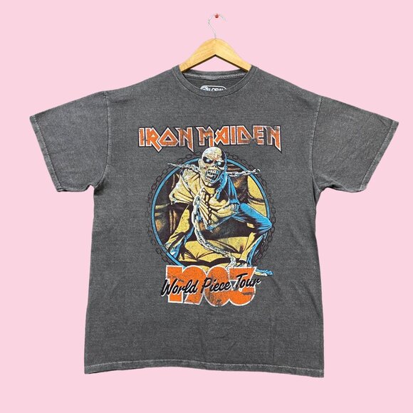 T-shirt Vintage Iron Maiden 'World Piece Tour 83' - Taille M Garçon, Noir, Manches Longues